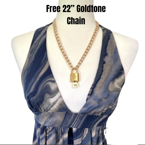 LOUIS VUITTON Padlock & Key Set #315 Vintage Gold Plated Pre-Owned - Picture 3 of 10